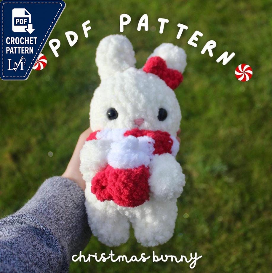 Christmas Baby Bunny PDF Crochet Pattern | Amigurumi pattern | Hot chocolate bunny winter pattern